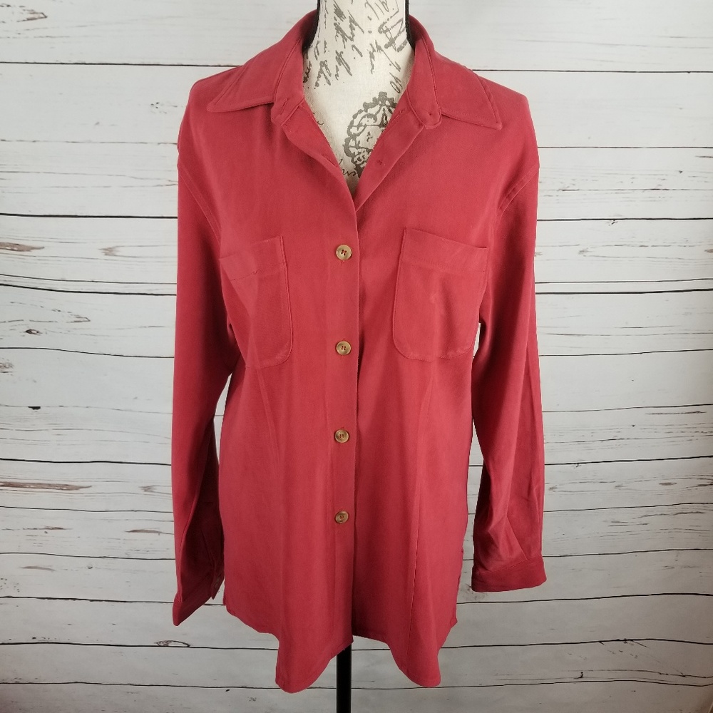 CASUAL CORNER Button Down Front Pocket Blouse L